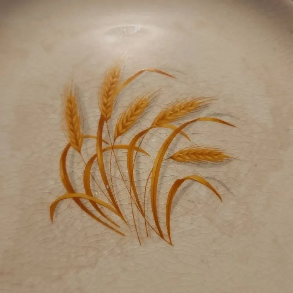 Homer Laughlin Autumn Gold Vintage 22k 6 Inch Dessert or Bread Plate with Wheat